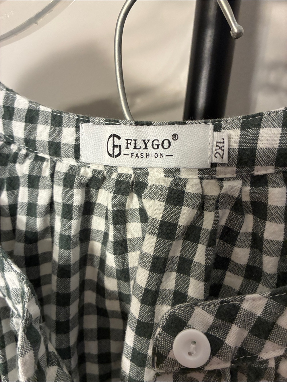 Flygo Set Green Gingham Ruffle Trim Top and Drawstring Pants Cotton Size 2XL - Picture 4 of 10
